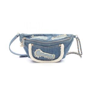 Chanel Waist Bag Body Bag Denim Blue Denim Coco Charm Waist Bag Ladies Used A